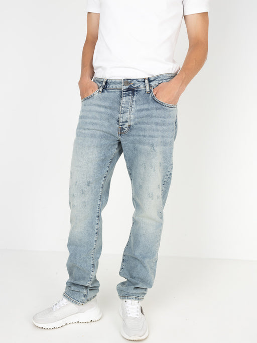 Slim-Fit Denim Jeans Paint | Dark Blue | Light Blue