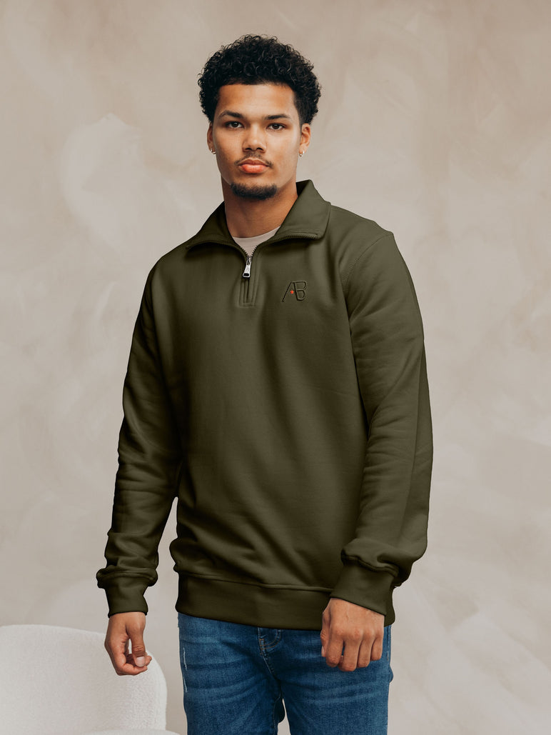 Diamond Half-Zip Sweater | Olive Night