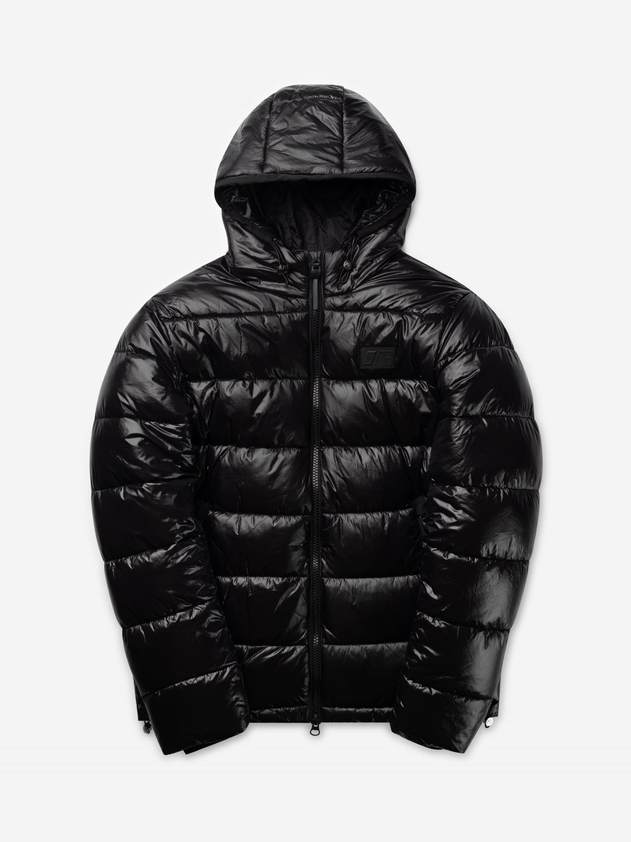 Puffer jacket shiny black on sale