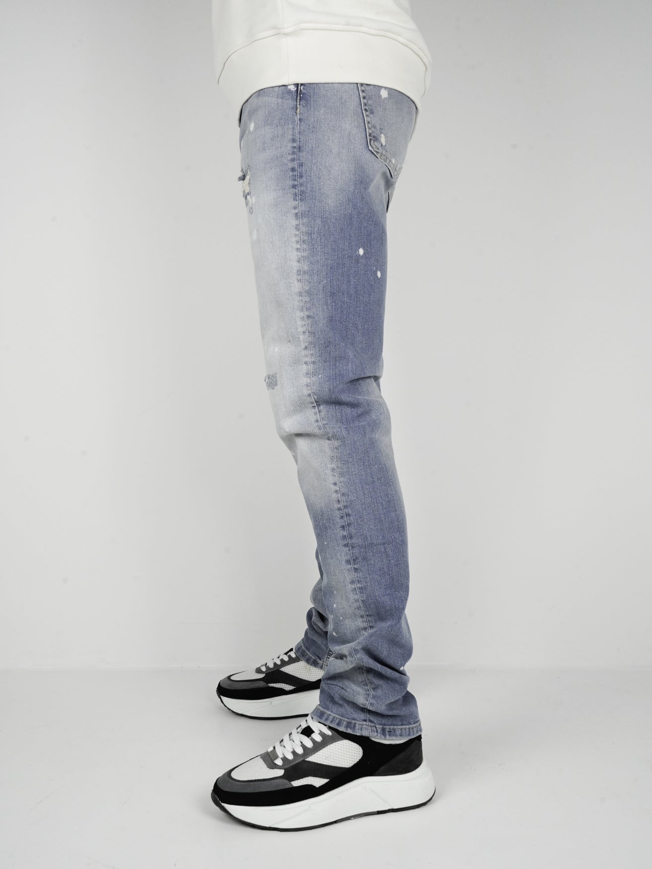 Slim-Fit Denim Jeans Paint | Dark Blue | Mid Blue