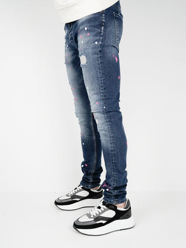 Slim-Fit Denim Jeans Paint | Dark Blue