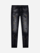 Slim-Fit Denim Jeans Paint | Dark Blue | Jet Black