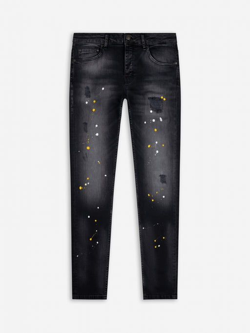 Slim-Fit Denim Jeans Paint | Dark Blue | Jet Black