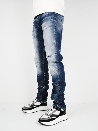 Slim-Fit Denim Jeans Paint | Dark Blue