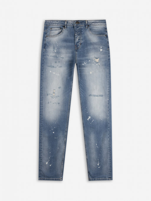 Slim-Fit Denim Jeans Paint | Dark Blue | Mid Blue
